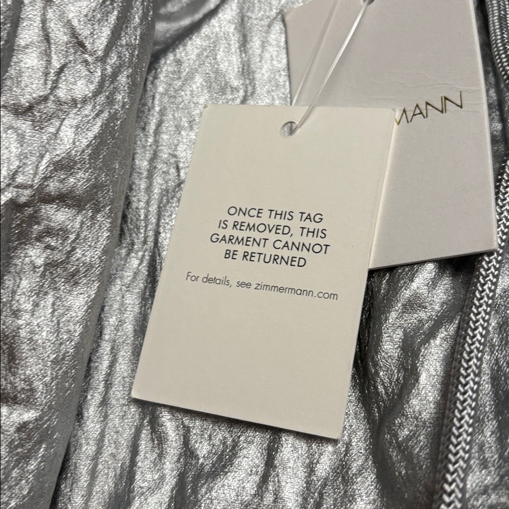 NWT [$650] Zimmermann Rhythmic Drawstring Silver Metallic Pants. size 0 - Picture 8 of 8